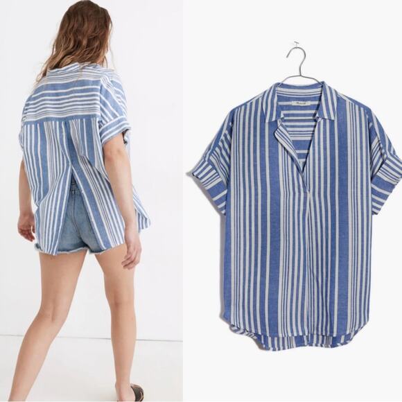 Madewell Courier Button-Back Shirt in Hinsdale Stripe Small - Picture 1 of 8